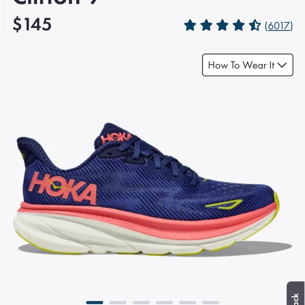Hoka Clifton 9 Running Shoes - Blue and Neon